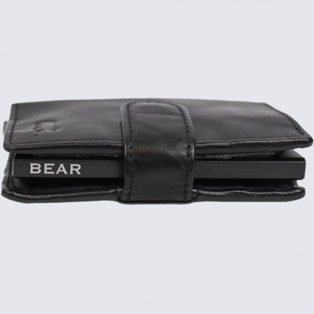Portefeuille Bear, Portefeuille chic compact femme en cuir noir