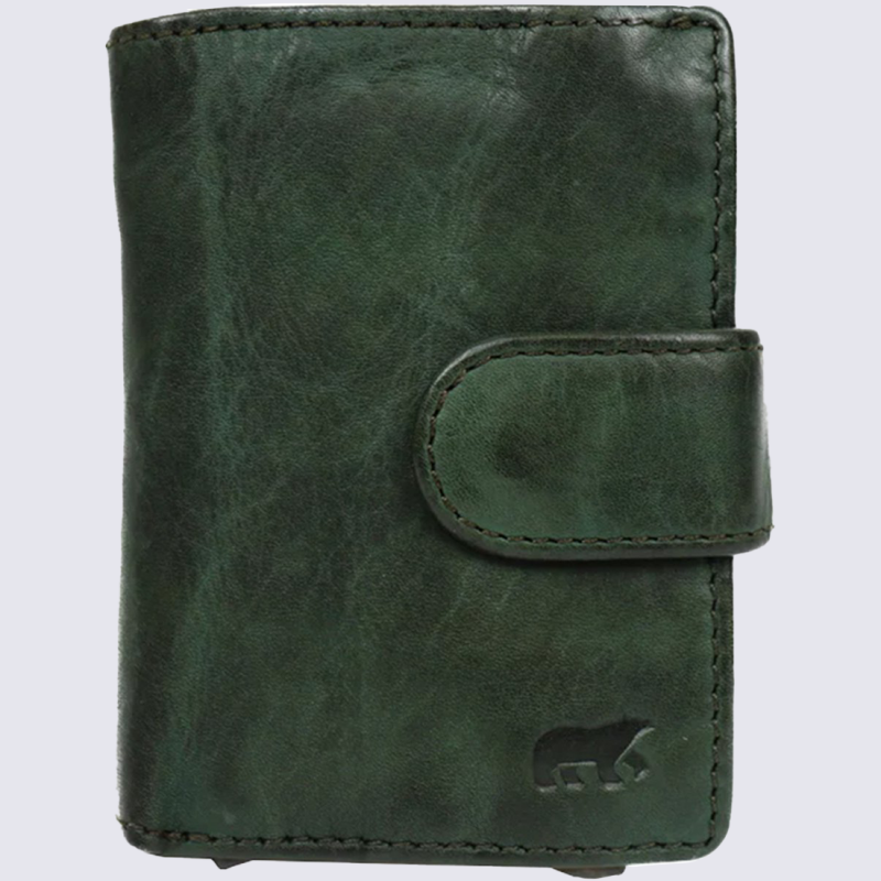 Portefeuille Bear, Portefeuille chic compact femme en cuir vert