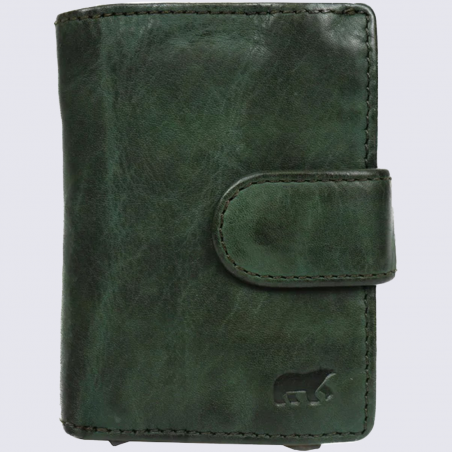 Portefeuille Bear, Portefeuille chic compact femme en cuir vert