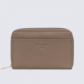 Porte-cartes zippé Hexagona, Porte-cartes compact femme en cuir écorce