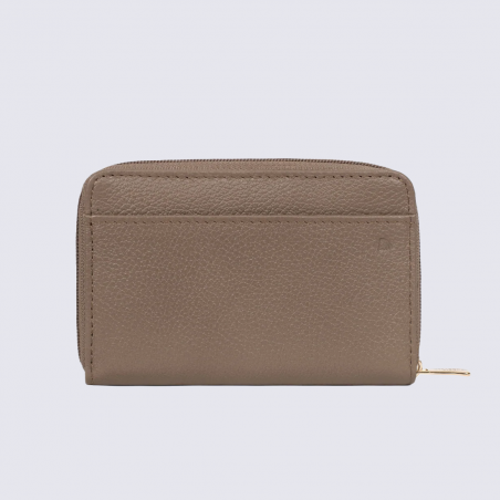 Porte-cartes zippé Hexagona, Porte-cartes compact femme en cuir écorce
