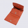 Portefeuille Hexagona, Portefeuille compact confort femme en cuir orange