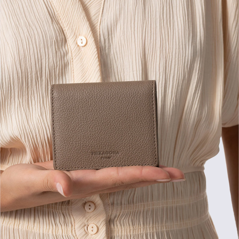 Portefeuille Hexagona, Portefeuille compact confort femme en cuir ecorce