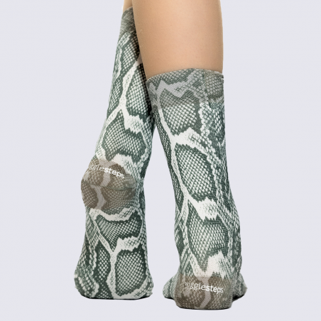 Chaussettes Wigglesteps, Chaussettes imprimé serpent graphique mixte en coton bio gris