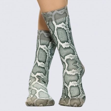 Chaussettes Wigglesteps, Chaussettes imprimé serpent graphique mixte en coton bio gris