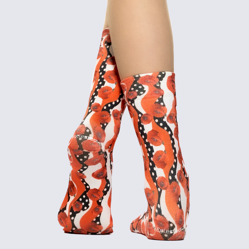 Chaussettes Wigglesteps, Chaussettes imprimé graphique ondulé mixte en coton bio rouge