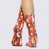 Chaussettes Wigglesteps, Chaussettes imprimé graphique ondulé mixte en coton bio rouge