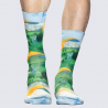 chaussettes Wigglesteps, chaussettes motif paysage artistique mixte en coton bio vert