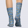 Chaussettes Wigglesteps, Chaussettes motif nœuds mixte en coton bio bleu