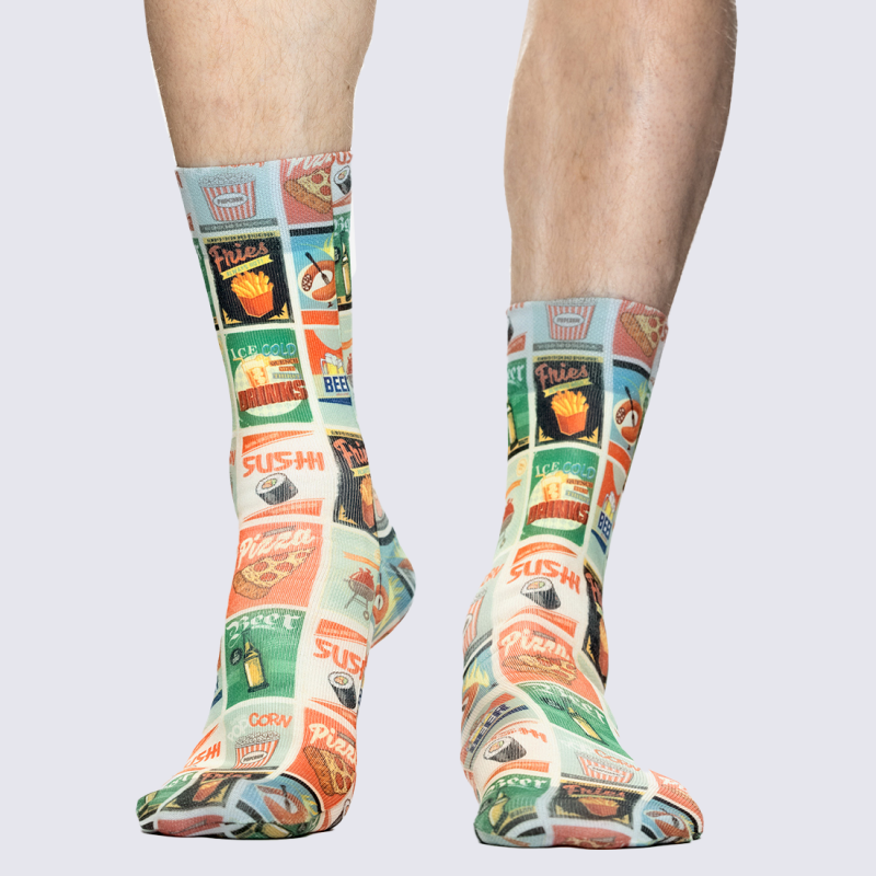 Chaussettes Wigglesteps, Chaussettes motif food street mixte en coton bio multicolore