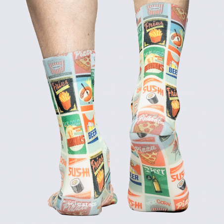 Chaussettes Wigglesteps, Chaussettes motif food street mixte en coton bio multicolore