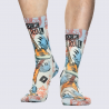 Chaussettes Wigglesteps, Chaussettes motif rock guitare mixte en coton bio gris