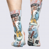 Chaussettes Wigglesteps, Chaussettes motif rock guitare mixte en coton bio gris