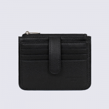 Portefeuille Hexagona, Portefeuille ligne Confort femme en cuir de vachette grainé noir