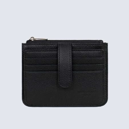 Portefeuille Hexagona, Portefeuille ligne Confort femme en cuir de vachette grainé noir