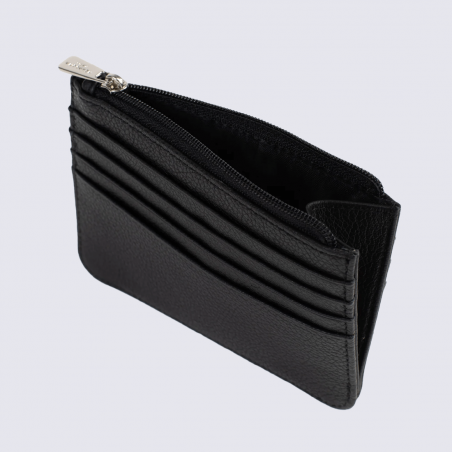 Portefeuille Hexagona, Portefeuille ligne Confort femme en cuir de vachette grainé noir