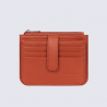 Porte-cartes Hexagona, Porte-cartes compact femme en cuir de vachette grainé orange