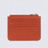 Porte-cartes Hexagona, Porte-cartes compact femme en cuir de vachette grainé orange