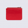Porte-cartes Hexagona, Porte-cartes compact femme en cuir de vachette grainé fraise