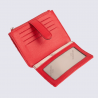 Porte-cartes Hexagona, Porte-cartes compact femme en cuir de vachette grainé fraise