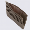 Porte-cartes Hexagona, Porte-cartes compact femme en cuir de vachette grainé écorce