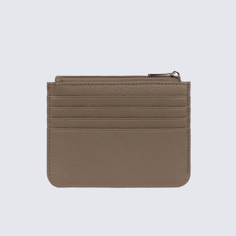 Porte-cartes Hexagona, Porte-cartes compact femme en cuir de vachette grainé écorce
