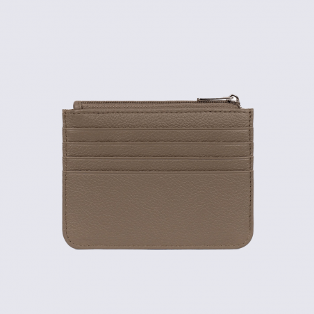Porte-cartes Hexagona, Porte-cartes compact femme en cuir de vachette grainé écorce