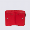 Portefeuille Hexagona, Portefeuille compact femme en cuir de vachette grainé fraise
