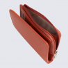 Portefeuille Hexagona, Portefeuille compact femme en cuir de vachette grainé orange