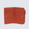 Portefeuille Hexagona, Portefeuille compact femme en cuir de vachette grainé orange