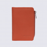 Portefeuille Hexagona, Portefeuille compact femme en cuir de vachette grainé orange