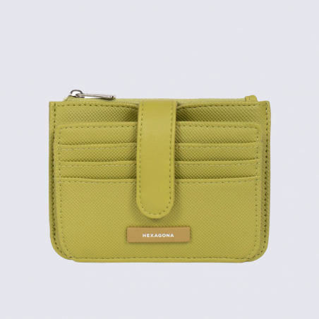 Porte-cartes HEXAGONA, Porte-cartes compact et fonctionnel femme en synthétique vert anis