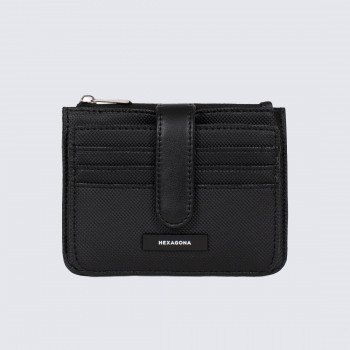 Porte-cartes HEXAGONA, Porte-cartes compact et élégant femme en synthétique noir