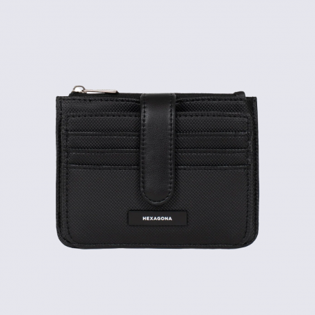 Porte-cartes HEXAGONA, Porte-cartes compact et élégant femme en synthétique noir