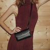 Sac portefeuille HEXAGONA, Sac portefeuille bandoulière chic femme en cuir noir