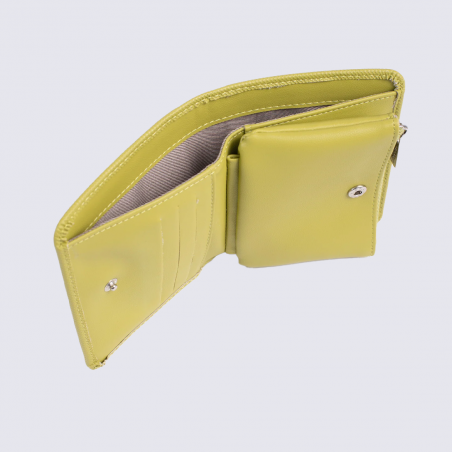 Portefeuille Hexagona, Portefeuille compact sécurisé mixte en synthétique vert anis