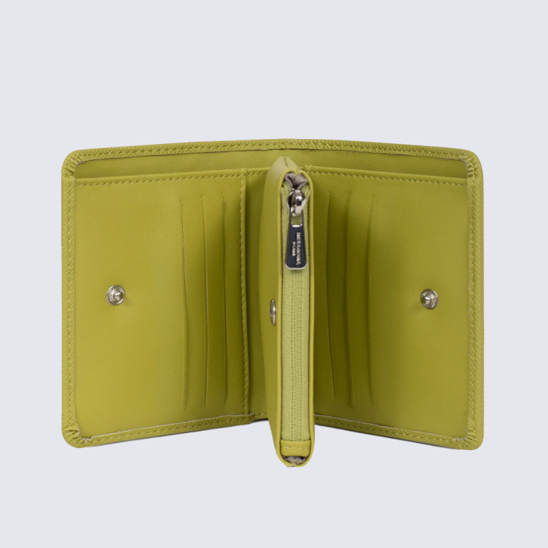 Portefeuille Hexagona, Portefeuille compact sécurisé mixte en synthétique vert anis