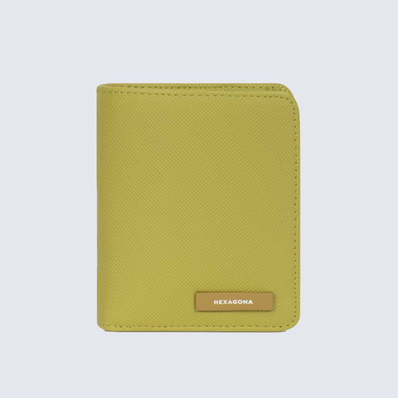 Portefeuille Hexagona, Portefeuille compact sécurisé mixte en synthétique vert anis