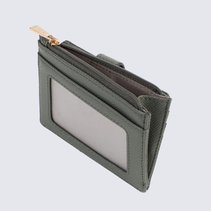 Porte-cartes Hexagona, Porte-cartes compact élégant mixte en synthétique kaki