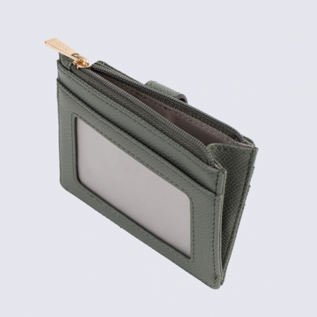 Porte-cartes Hexagona, Porte-cartes compact élégant mixte en synthétique kaki