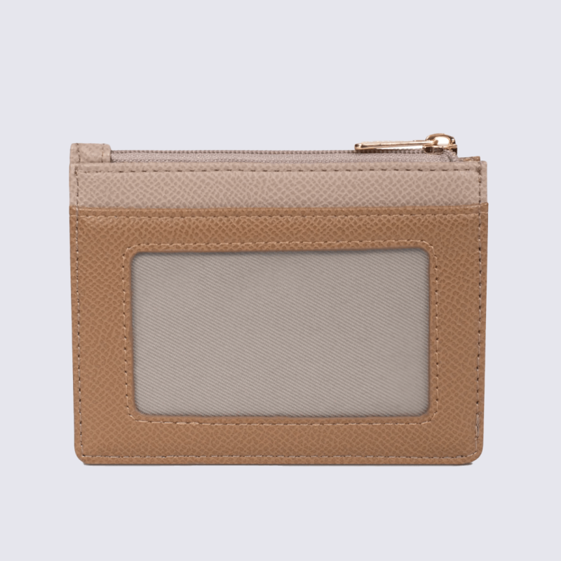 Porte-cartes Hexagona, Porte-cartes compact élégant mixte en synthétique écorce/taupe