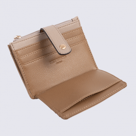 Porte-cartes Hexagona, Porte-cartes compact élégant mixte en synthétique écorce/taupe