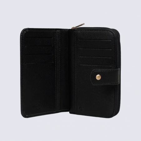 Portefeuille Hexagona, Portefeuille compact élégant femme en synthétique noir