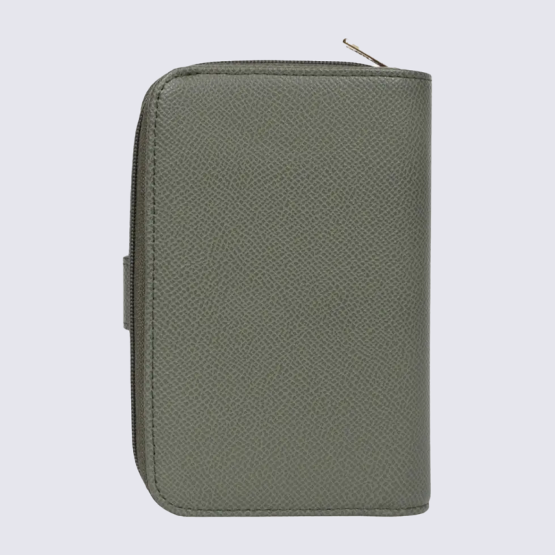 Portefeuille Hexagona, Portefeuille compact élégant femme en synthétique kaki