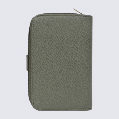 Portefeuille Hexagona, Portefeuille compact élégant femme en synthétique kaki