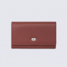Portefeuille Hexagona, Portefeuille élégant femme en cuir de vachette grainé bordeaux