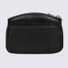 Porte-monnaie Soft Hexagona, Porte-monnaie compact mixte en cuir de vachette noir