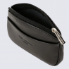 Porte-monnaie Soft Hexagona, Porte-monnaie compact mixte en cuir de vachette noir