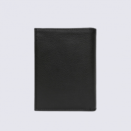Portefeuille Hexagona, Portefeuille compact mixte en cuir de vachette grainé noir