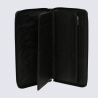 Portefeuille Hexagona, Portefeuille grand format élégant mixte en cuir de vachette grainé noir